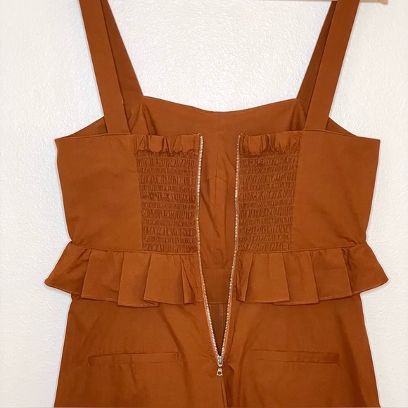 Sea New York Leia Ruffle Peplum Waist Wide Leg Crop Jumpsuit Rust 10 - Picture 9 of 15